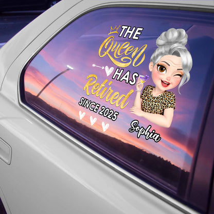 La Reina se ha jubilado, corona, flor, estampado de leopardo - Calcomanía decorativa personalizada - GRM050_STIK