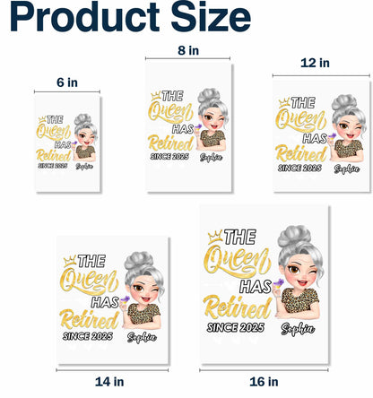 La Reina se ha jubilado, corona, flor, estampado de leopardo - Calcomanía decorativa personalizada - GRM050_STIK