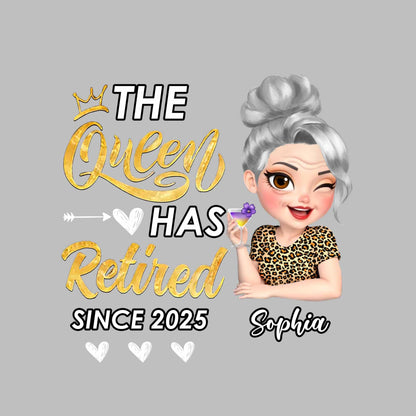La Reina se ha jubilado, corona, flor, estampado de leopardo - Calcomanía decorativa personalizada - GRM050_STIK