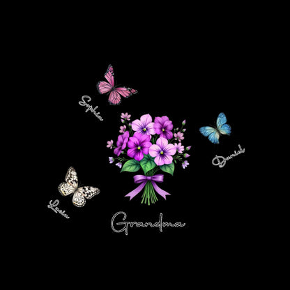 Grandma Love Forever With Flowers And Butterflies