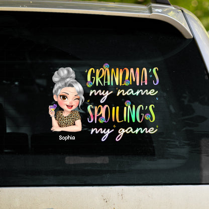 Grandma's My Name Spoiling's My Game With Flowers And Wine Glass