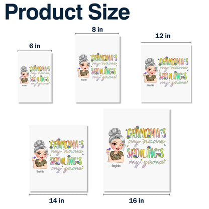 Grandma's My Name Spoiling's My Game With Flowers And Wine Glass