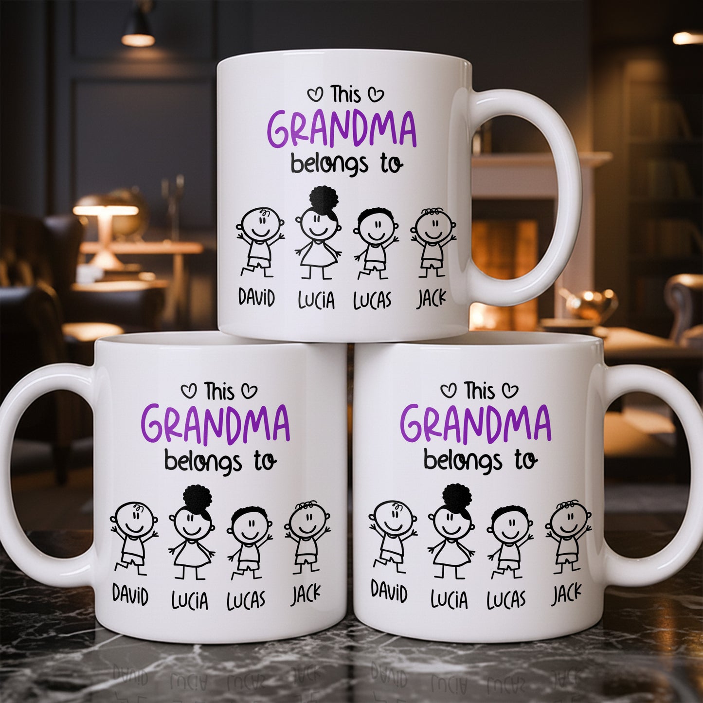 This Grandma Belongs To, Stick Figures And Hearts