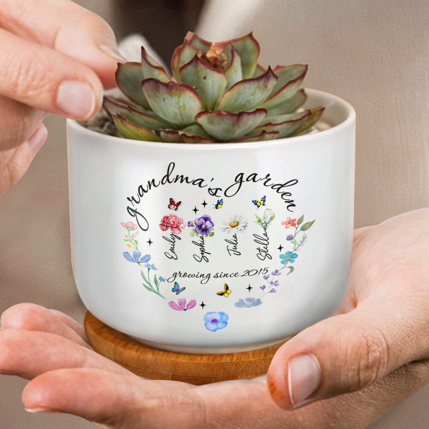 Grandma's Garden With Flowers And Butterflies