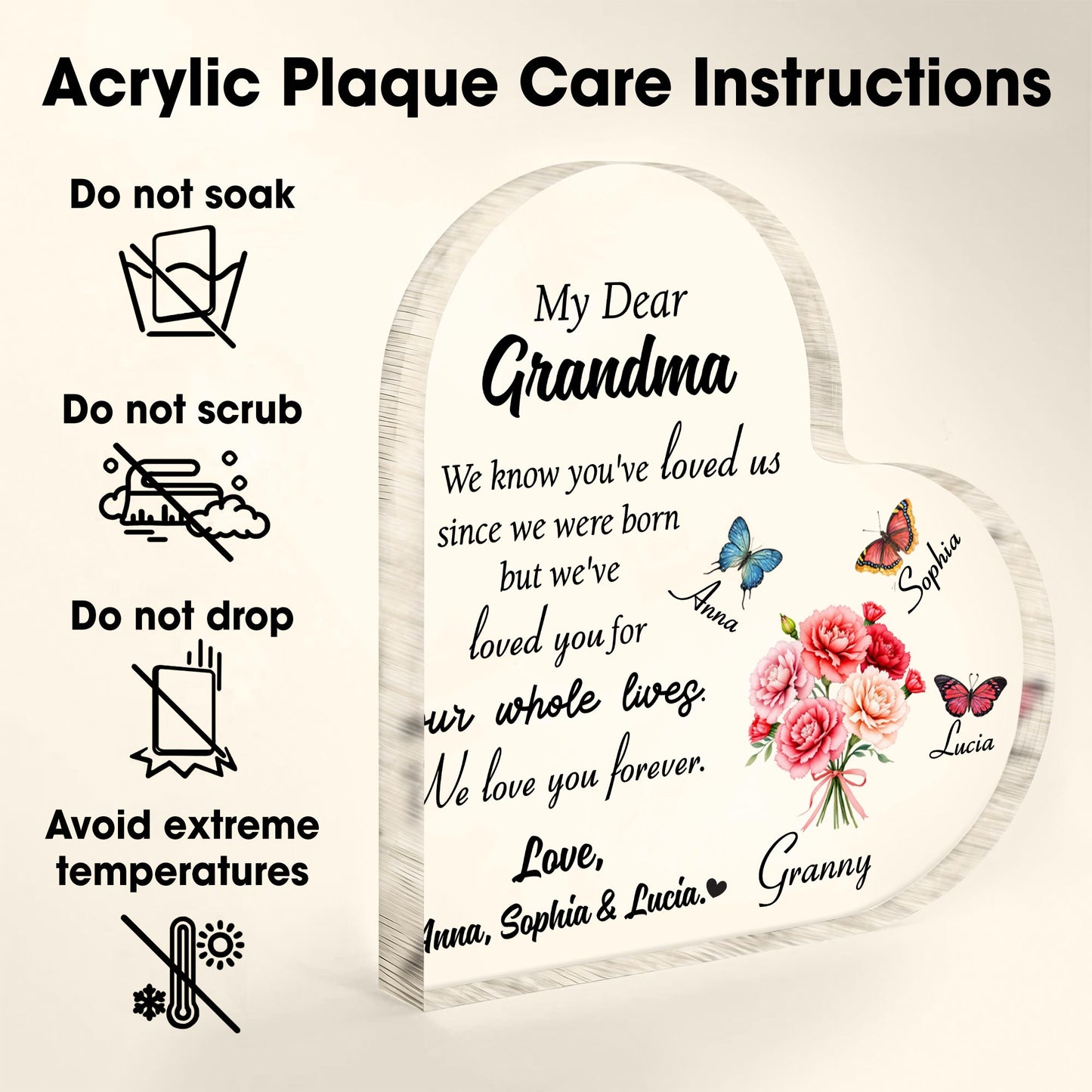 My Dear Grandma, We Know You've Loved Us Since We Were Born, Butterflies and Flowers