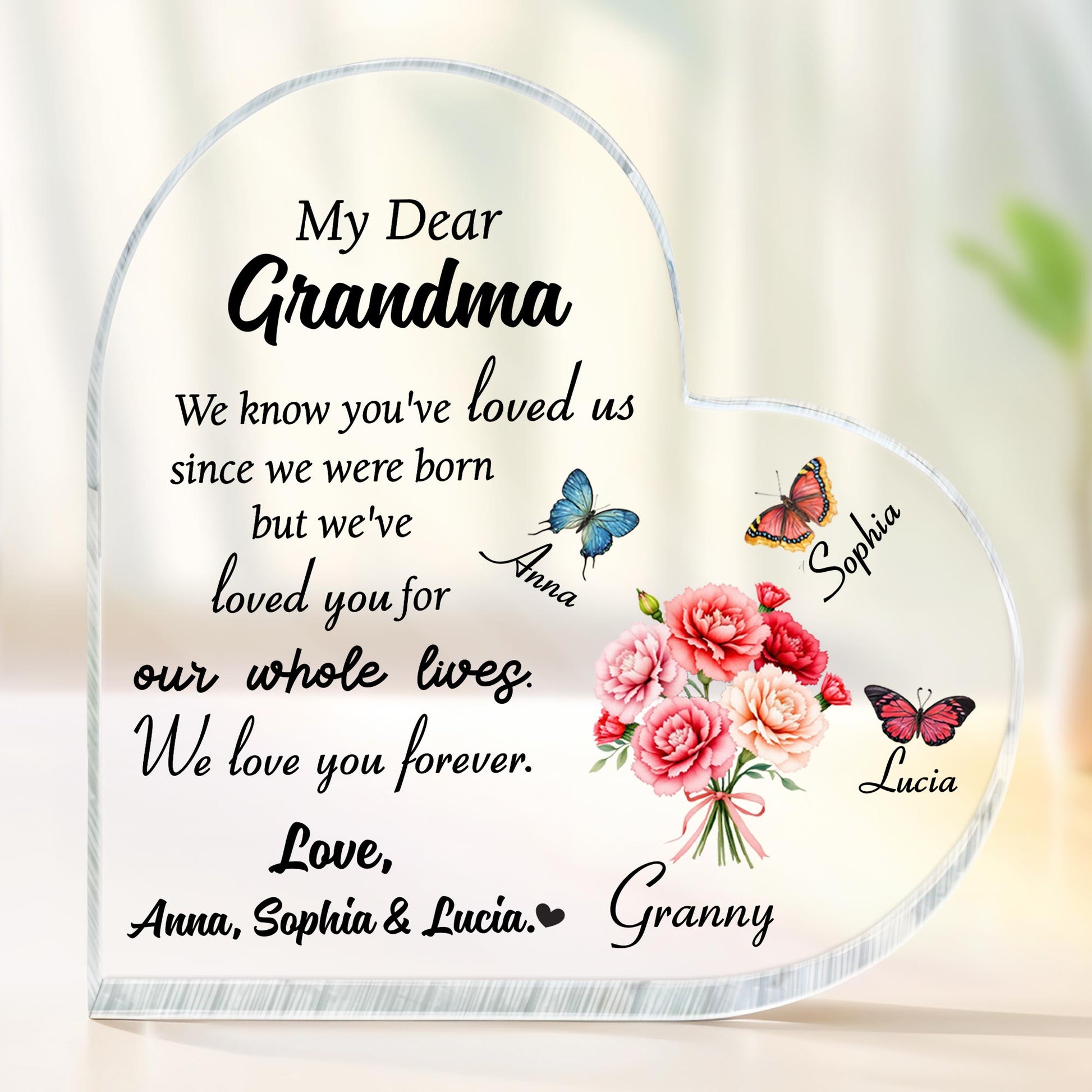 My Dear Grandma, We Know You've Loved Us Since We Were Born, Butterflies and Flowers