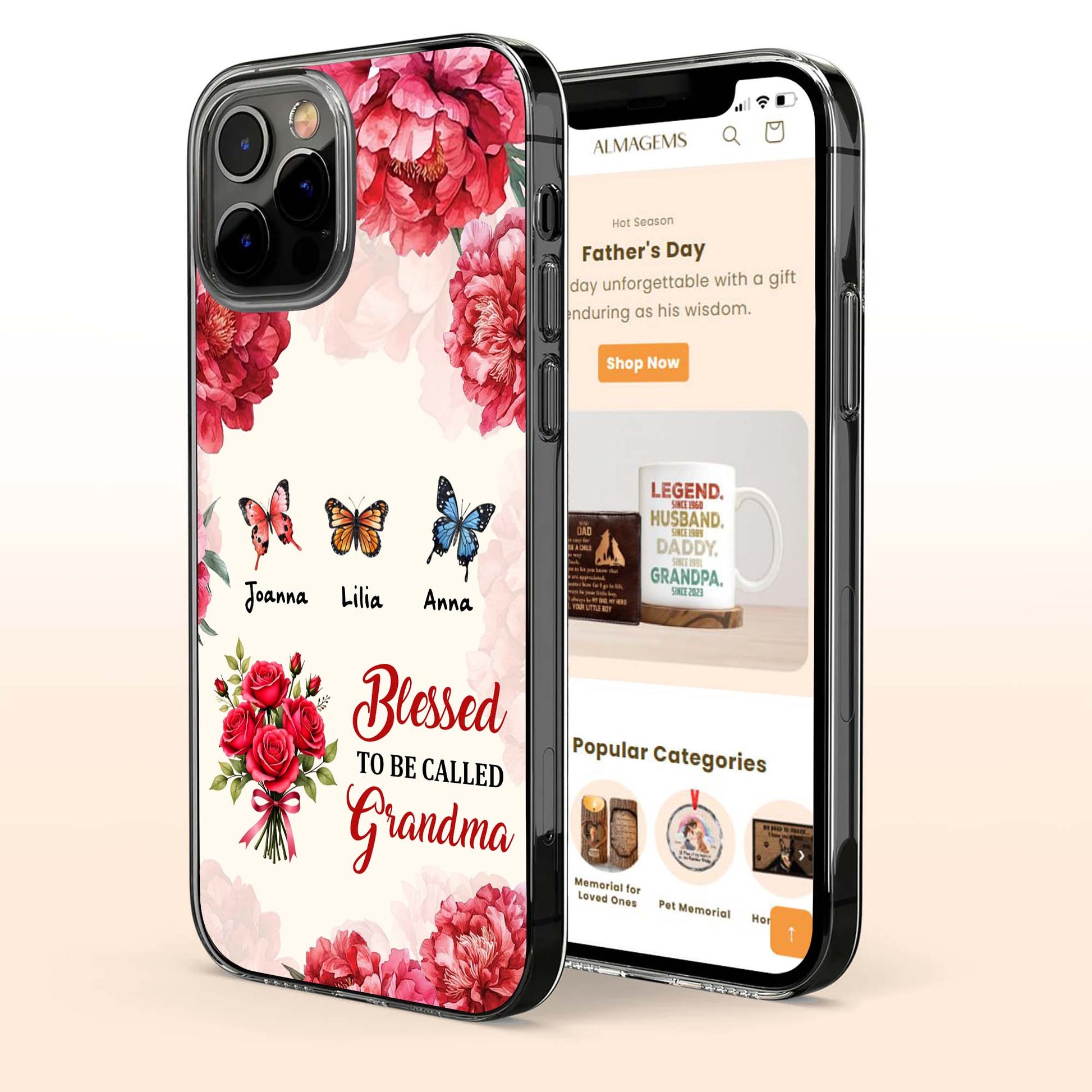 Blessed To Be Called Grandma, Flowers and Butterflies Design