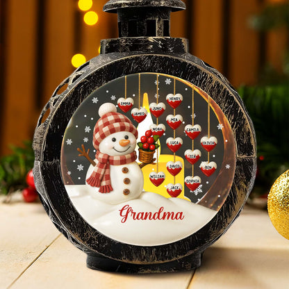 Gift This Charming Christmas Lantern With Snowman And Ornaments