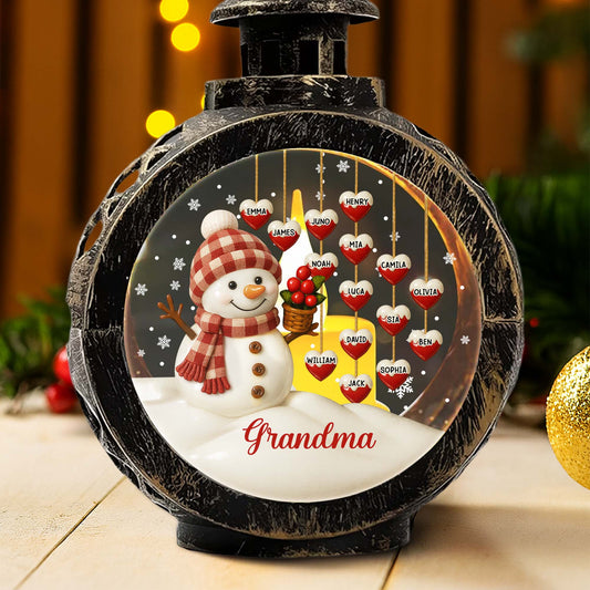 Gift This Charming Christmas Lantern With Snowman And Ornaments