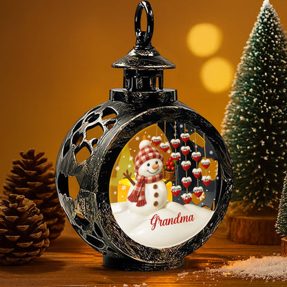 Gift This Charming Christmas Lantern With Snowman And Ornaments