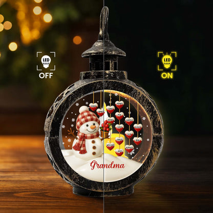 Gift This Charming Christmas Lantern With Snowman And Ornaments