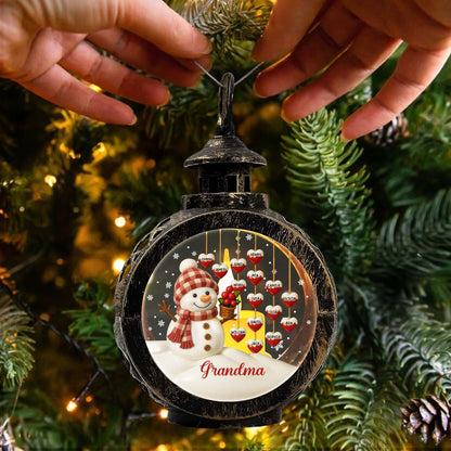 Gift This Charming Christmas Lantern With Snowman And Ornaments