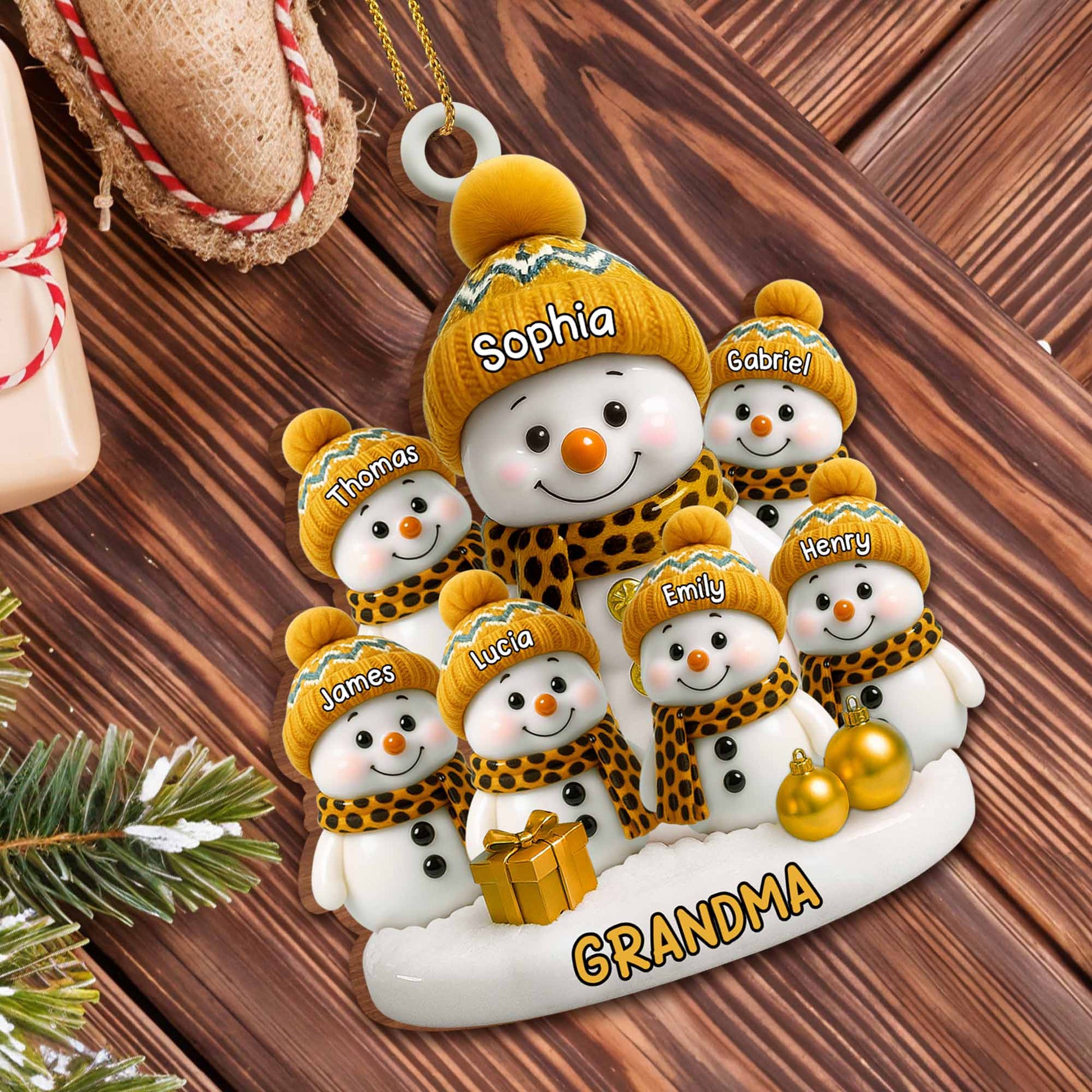 Customizable Snowman Family Christmas Celebration