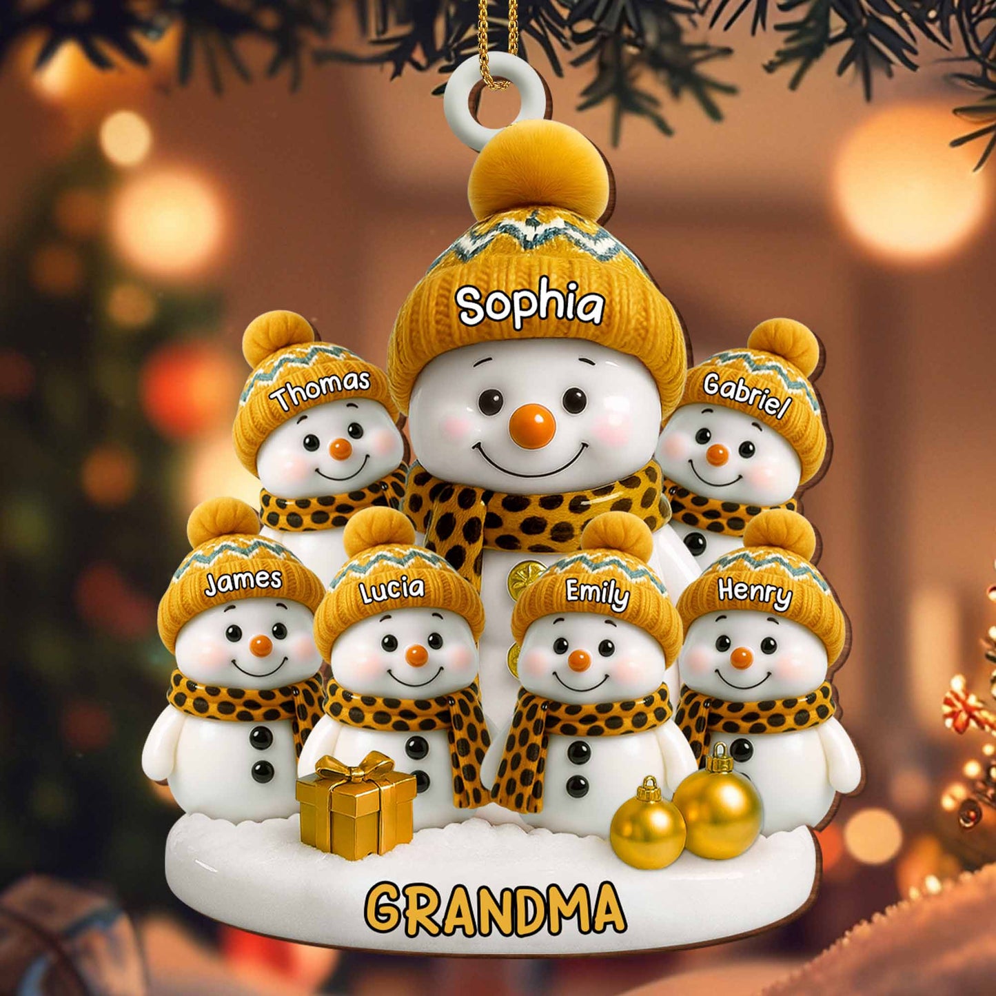 Customizable Snowman Family Christmas Celebration