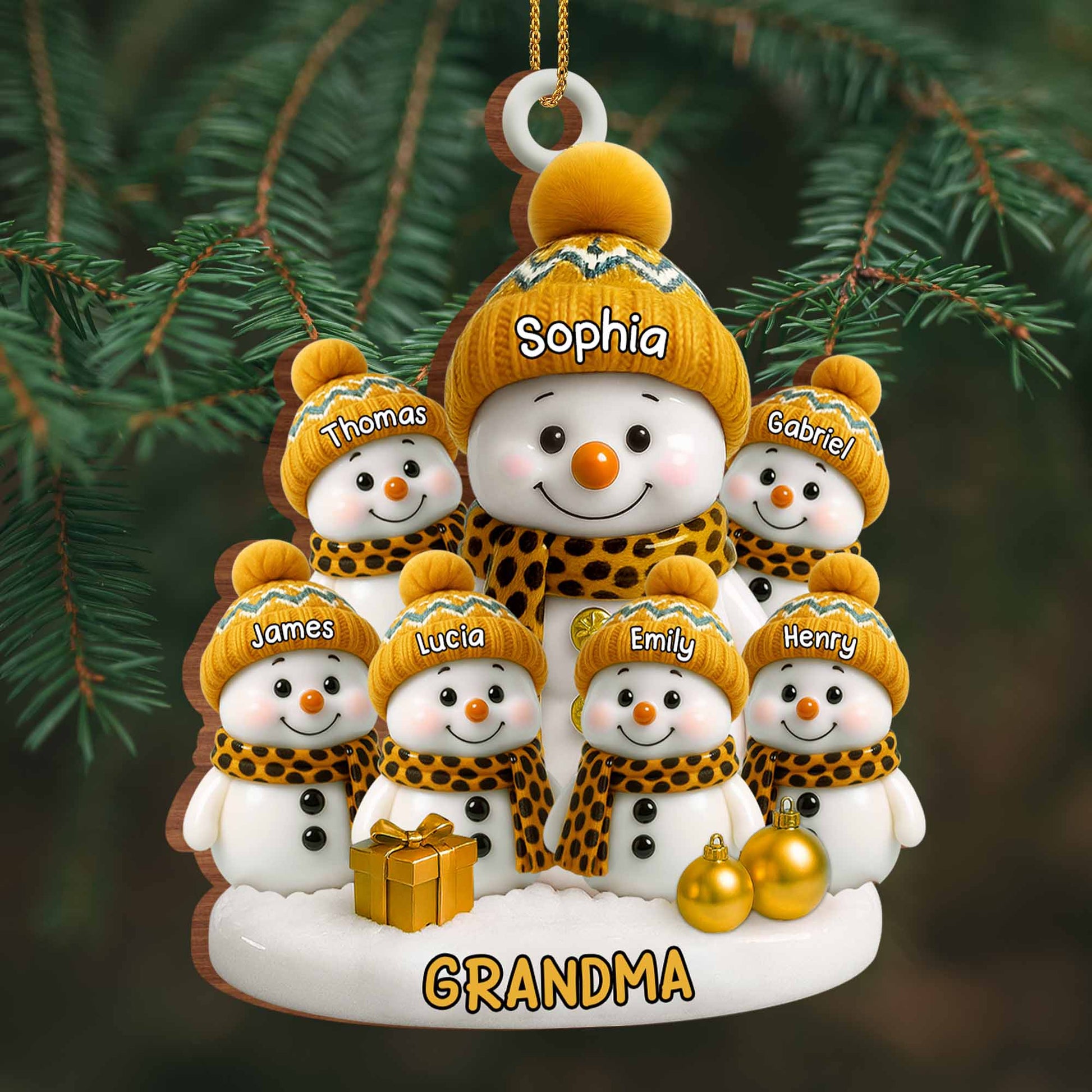 Customizable Snowman Family Christmas Celebration