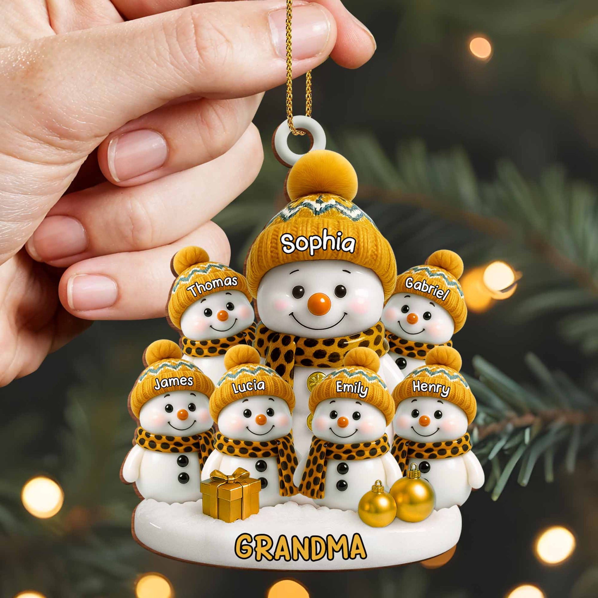 Customizable Snowman Family Christmas Celebration