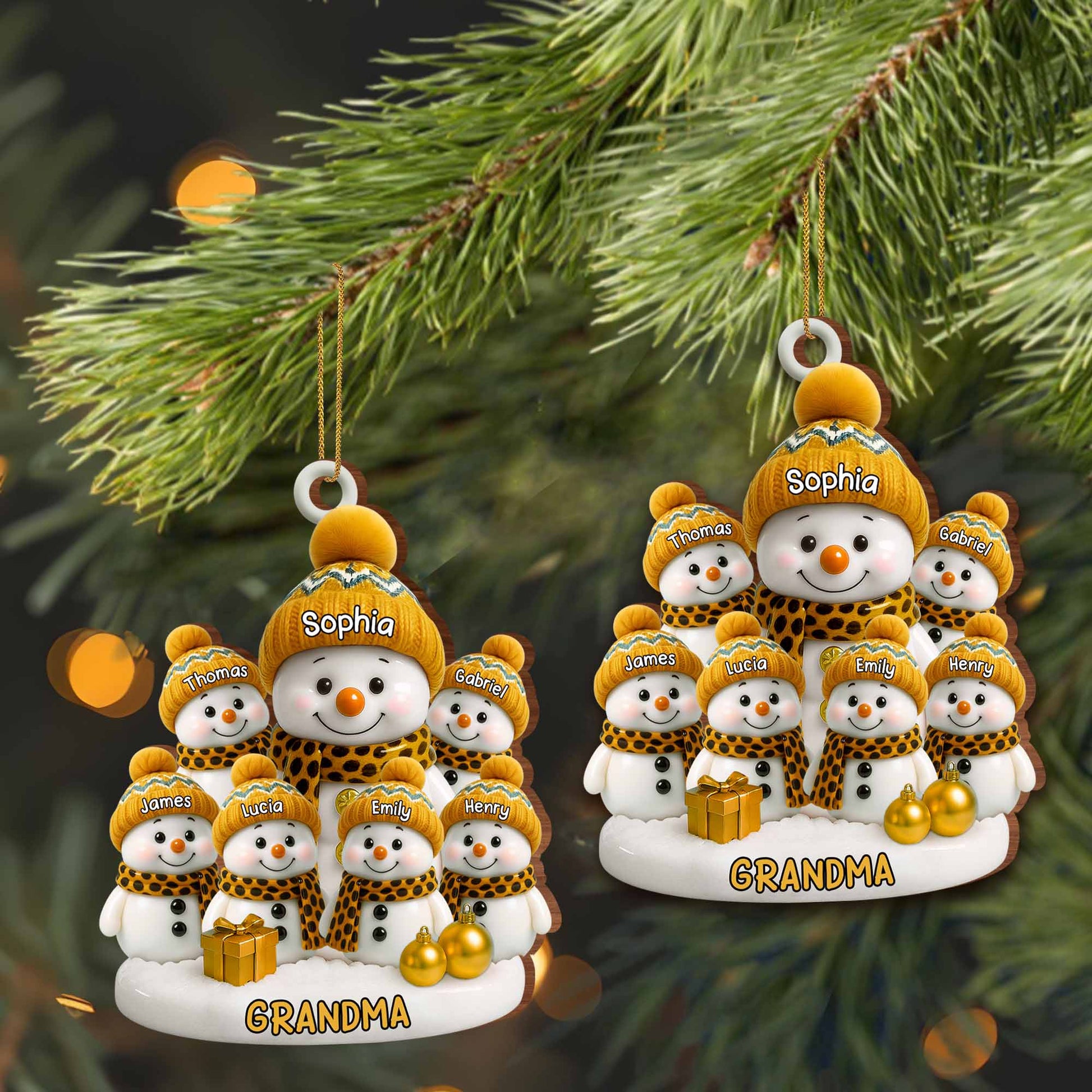 Customizable Snowman Family Christmas Celebration