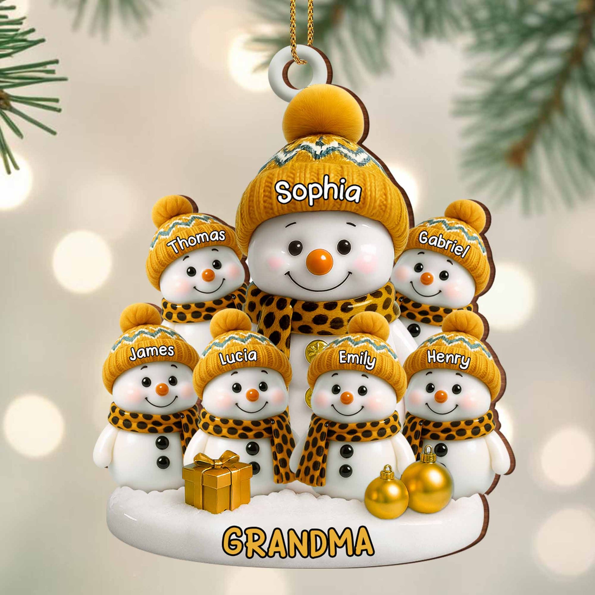 Customizable Snowman Family Christmas Celebration