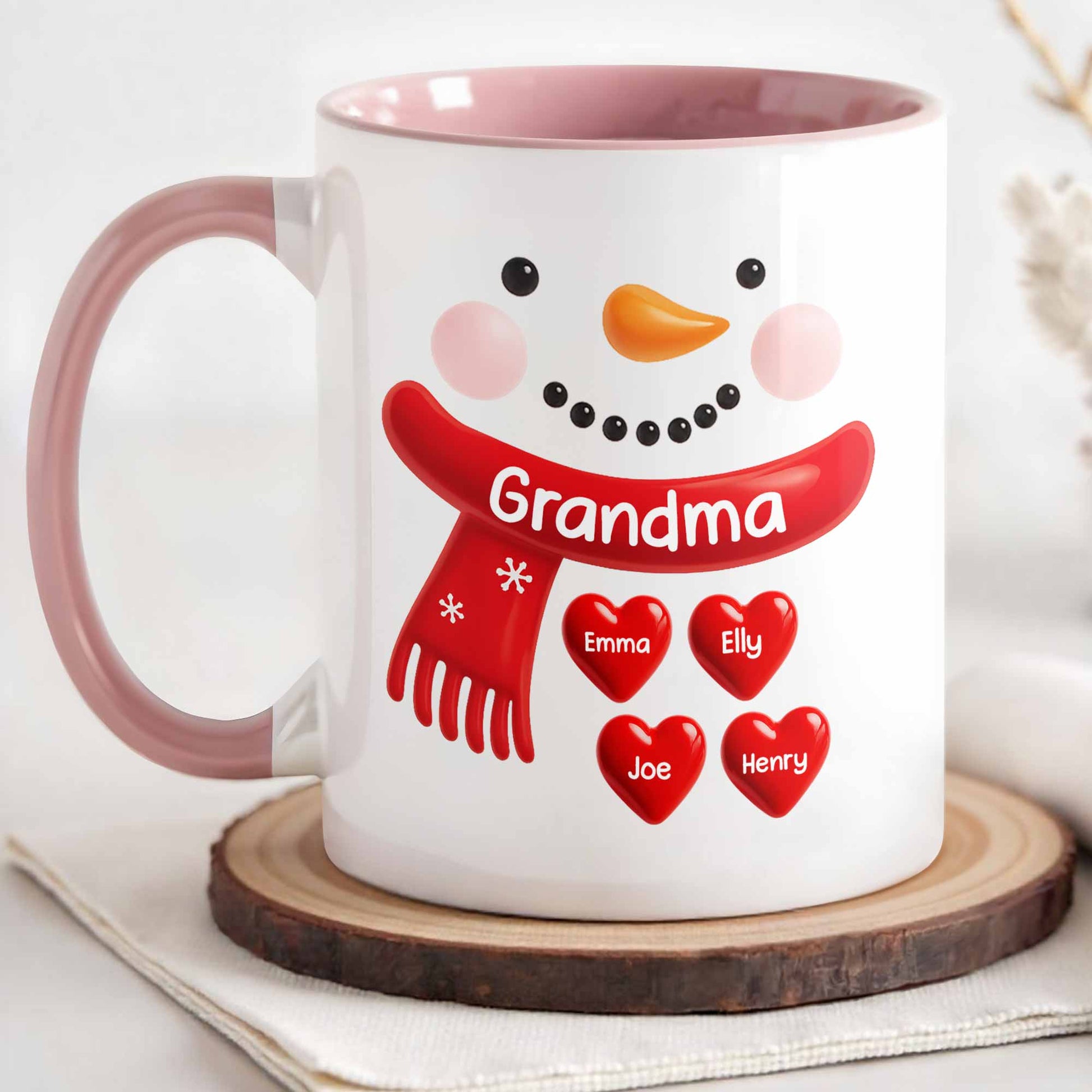 To My Beloved Grandma Snowman Hearts