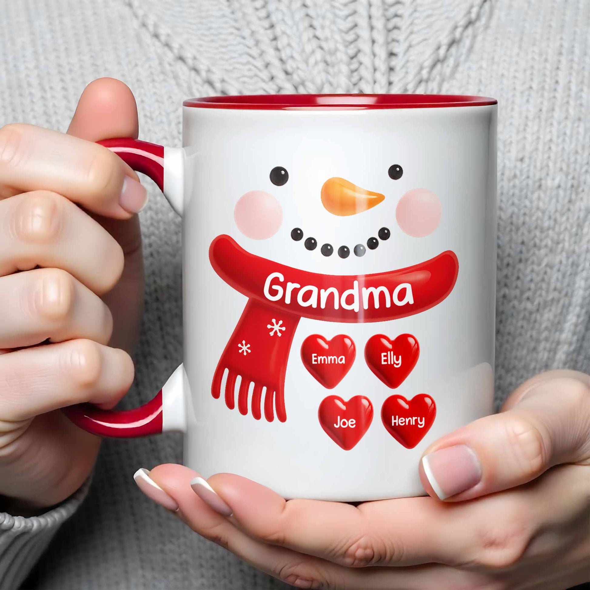 To My Beloved Grandma Snowman Hearts