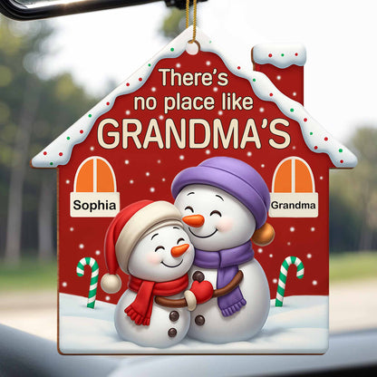 There's No Place Like Grandma's Snowman and Candy Canes - Personalized Custom Wood Ornament, Custom Shaped - GRM080_WDO