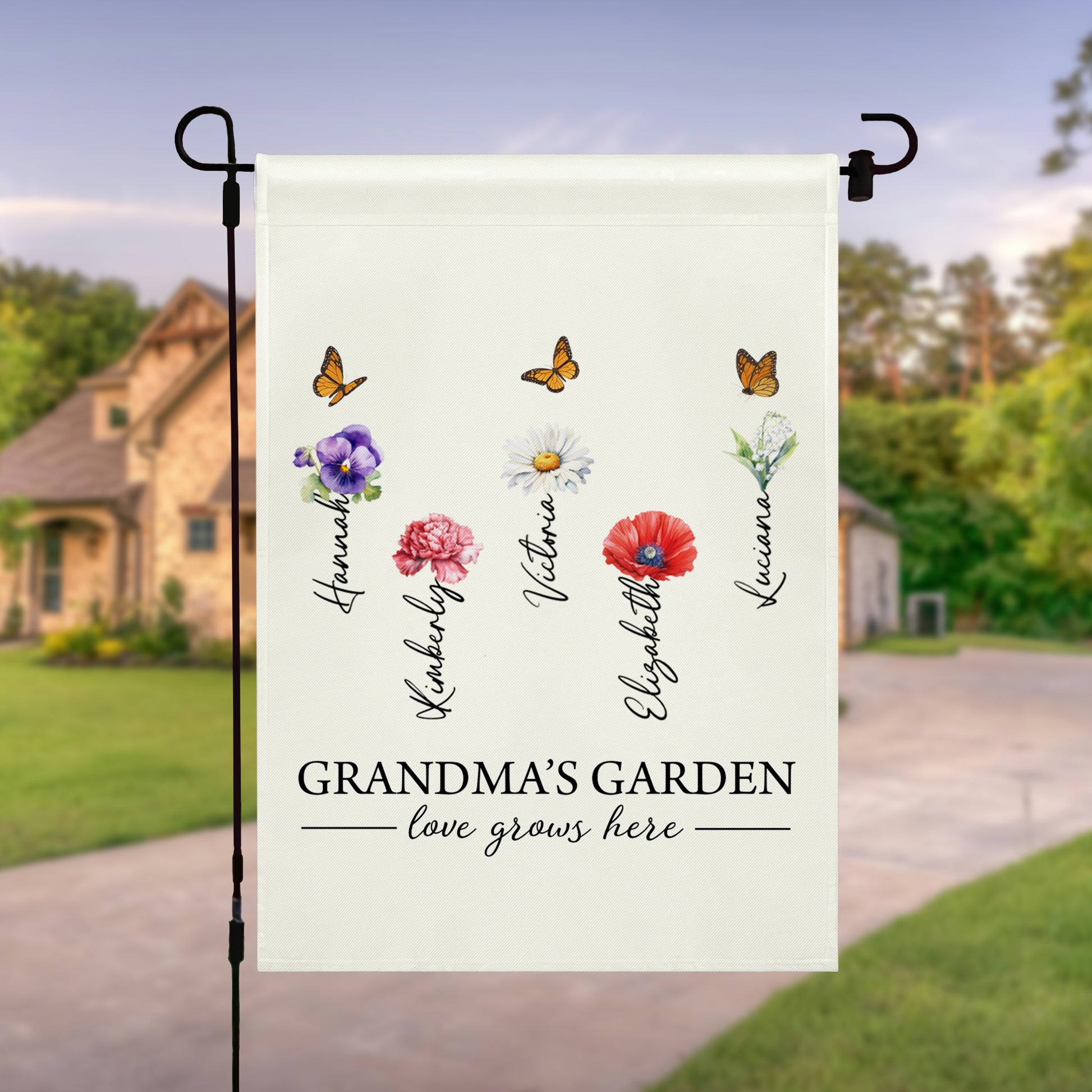 Grandma's Garden Love Grows Here, Flowers And Butterflies