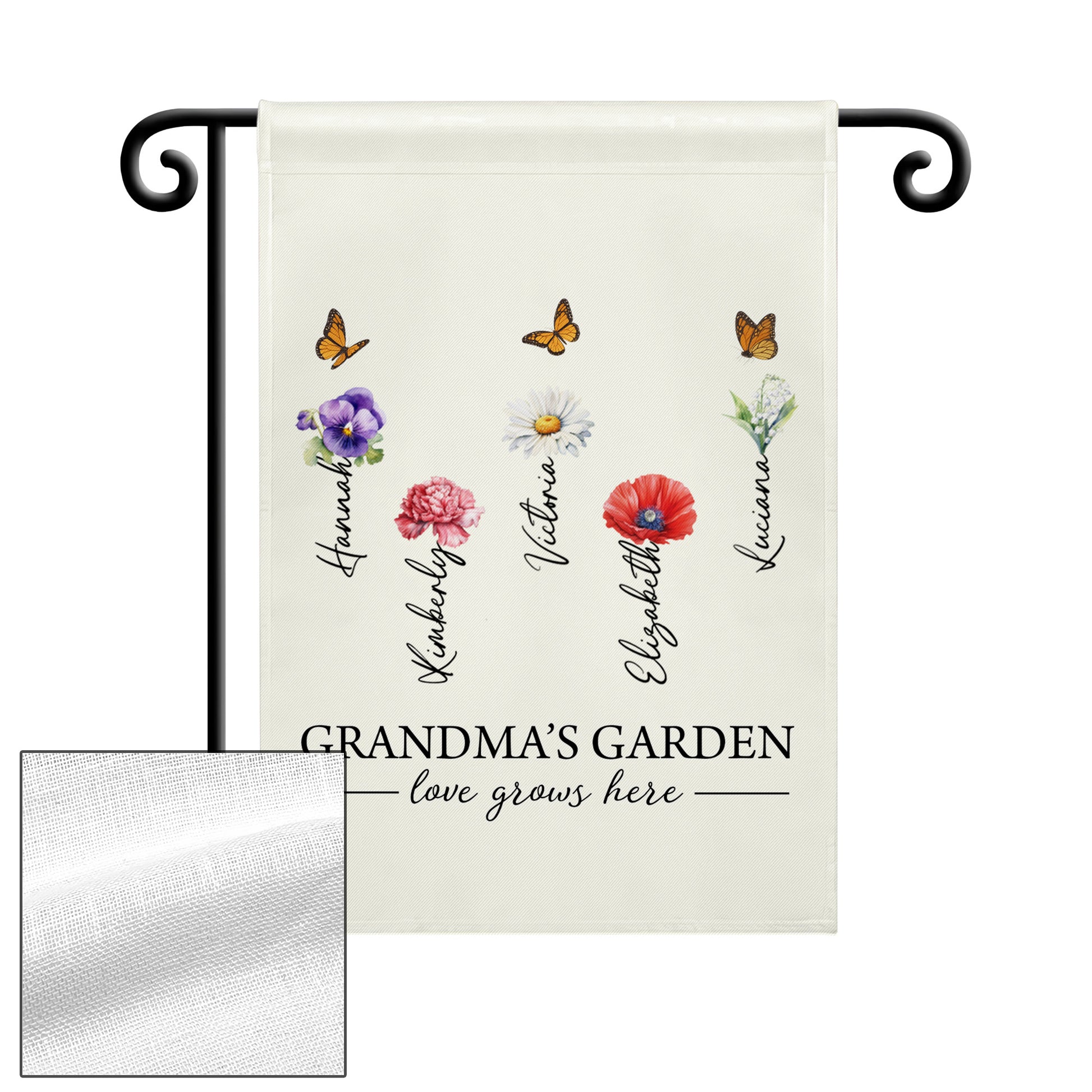 Grandma's Garden Love Grows Here, Flowers And Butterflies