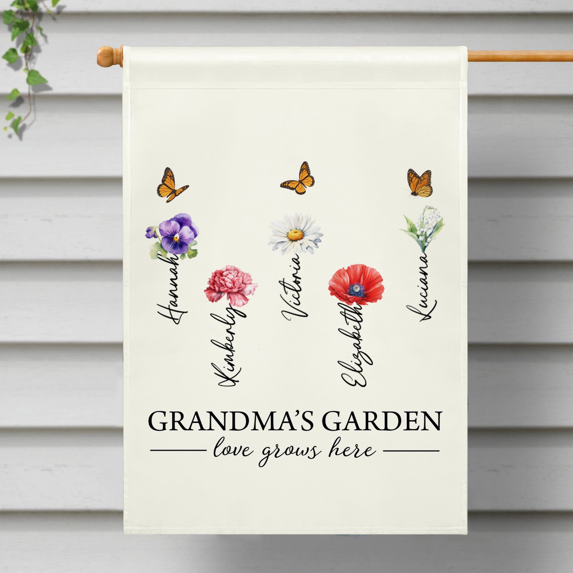 Grandma's Garden Love Grows Here, Flowers And Butterflies
