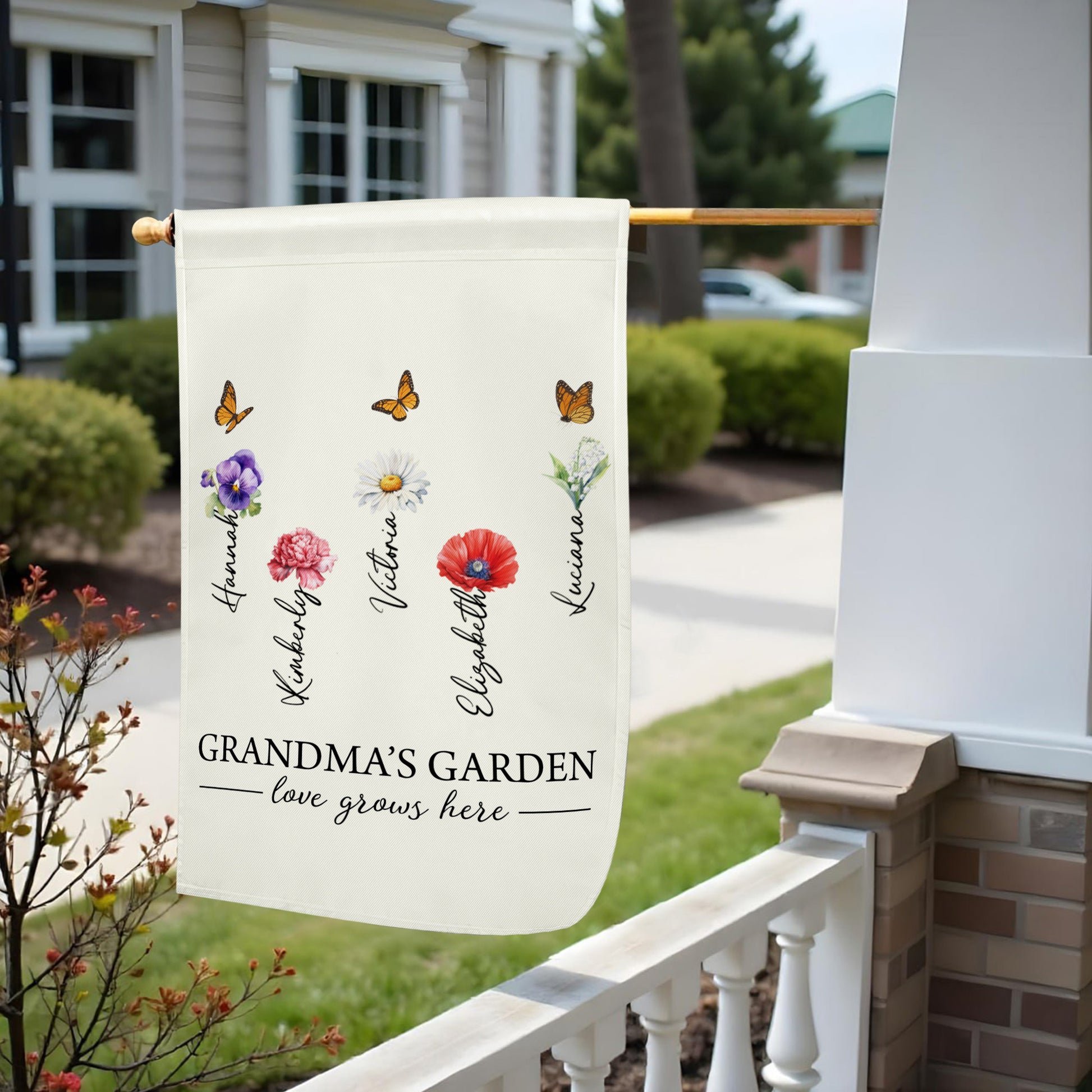Grandma's Garden Love Grows Here, Flowers And Butterflies