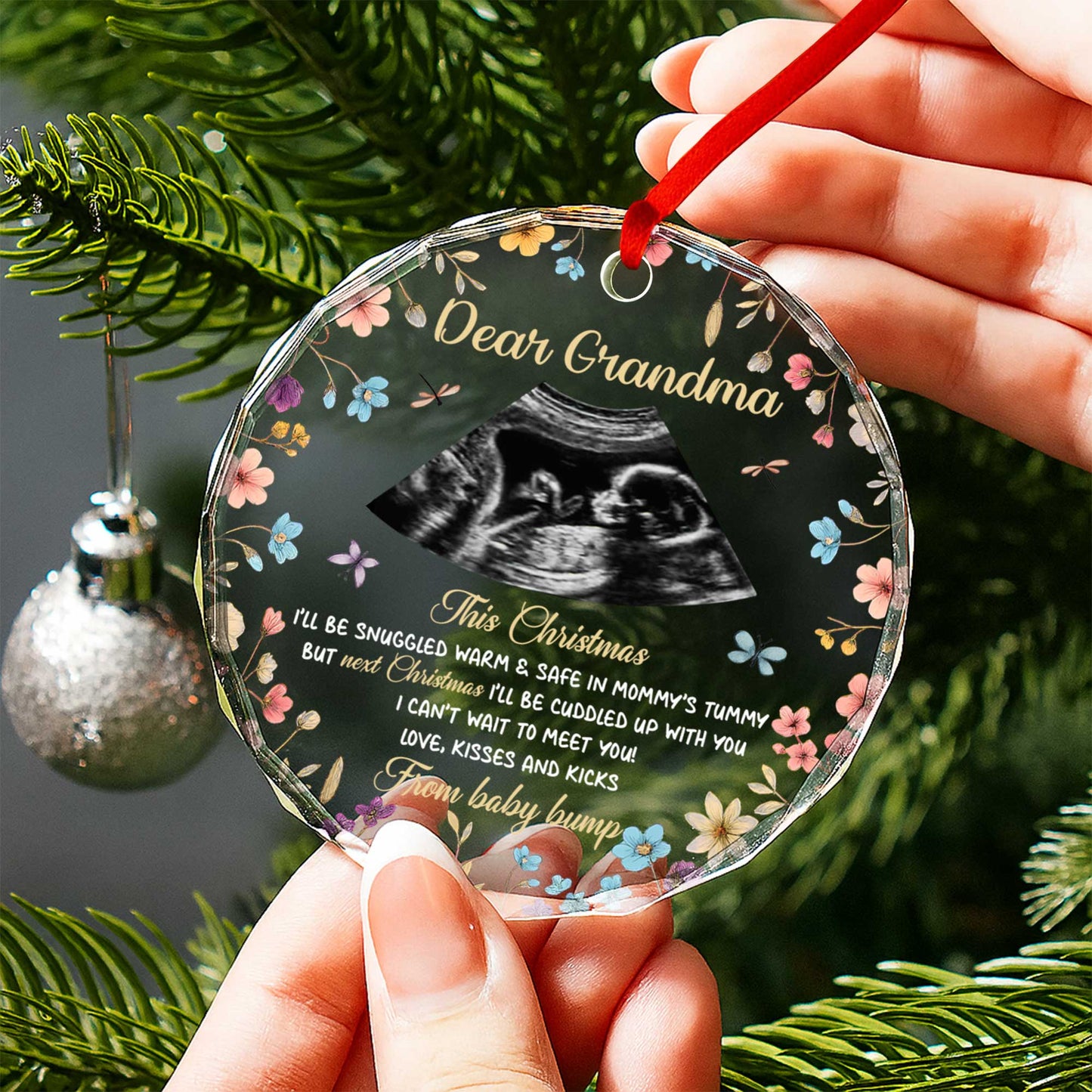 This Christmas Snuggled Warm & Safe, Ultrasound Image & Flowers