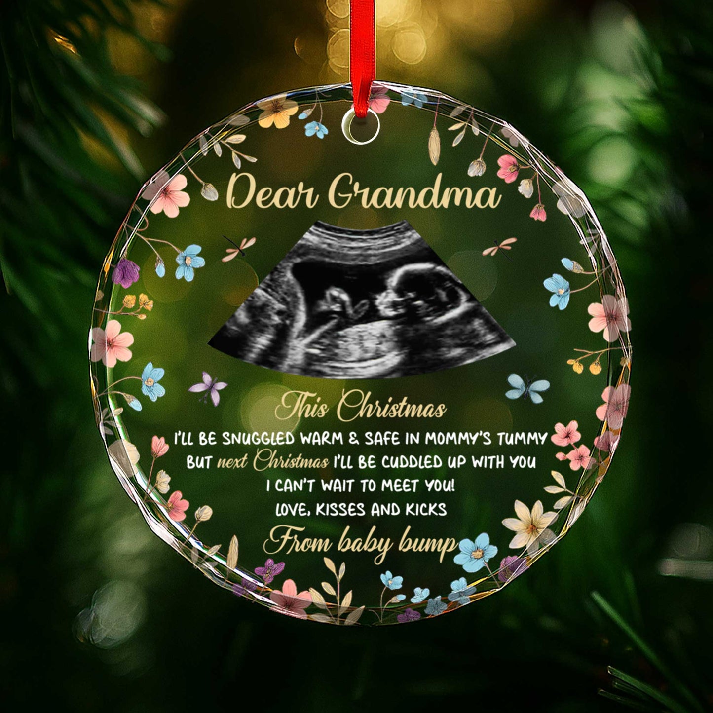 This Christmas Snuggled Warm & Safe, Ultrasound Image & Flowers