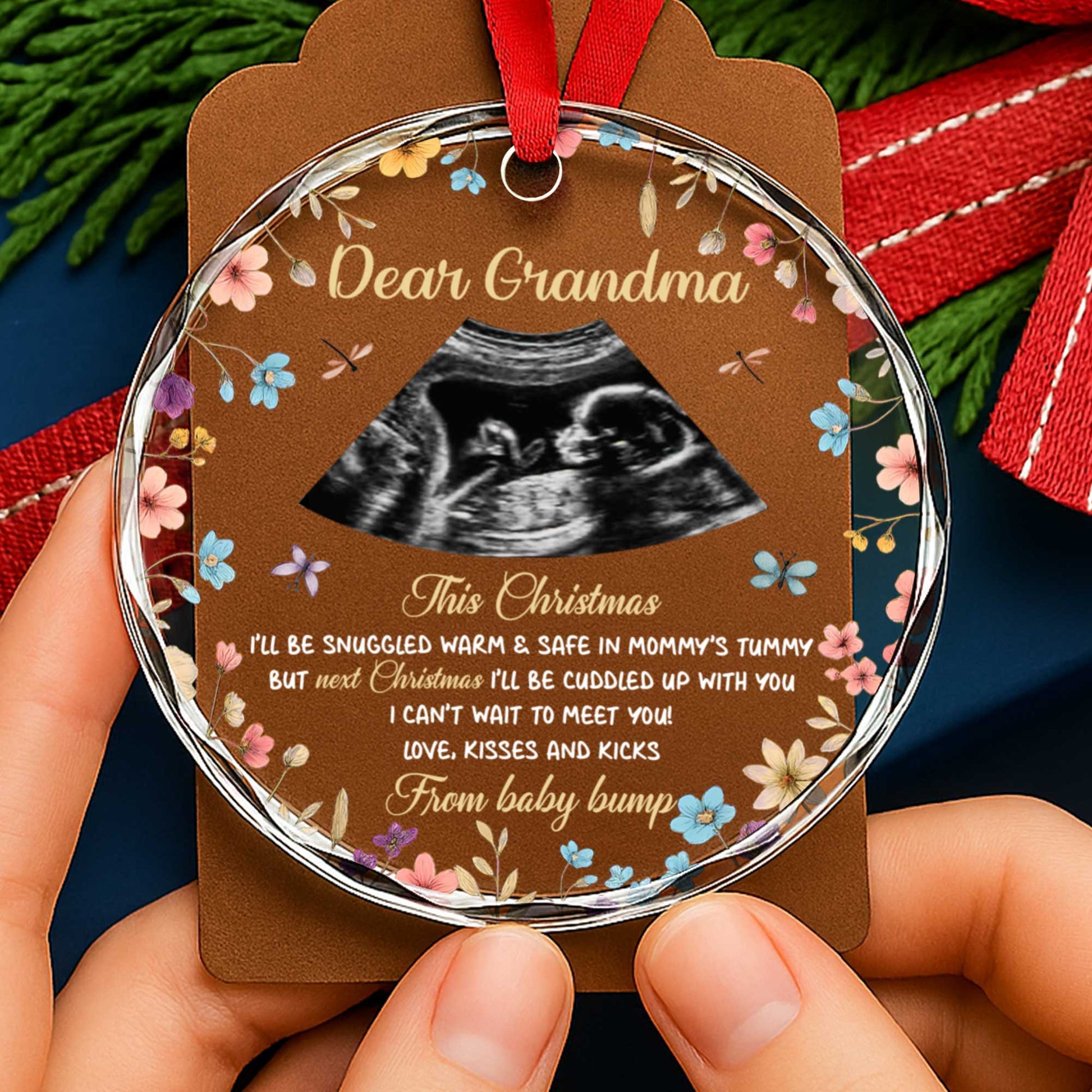 This Christmas Snuggled Warm & Safe, Ultrasound Image & Flowers