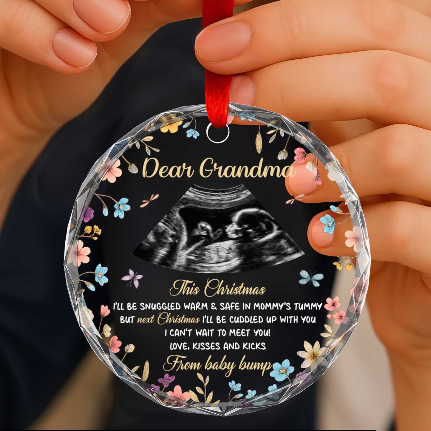 This Christmas Snuggled Warm & Safe, Ultrasound Image & Flowers