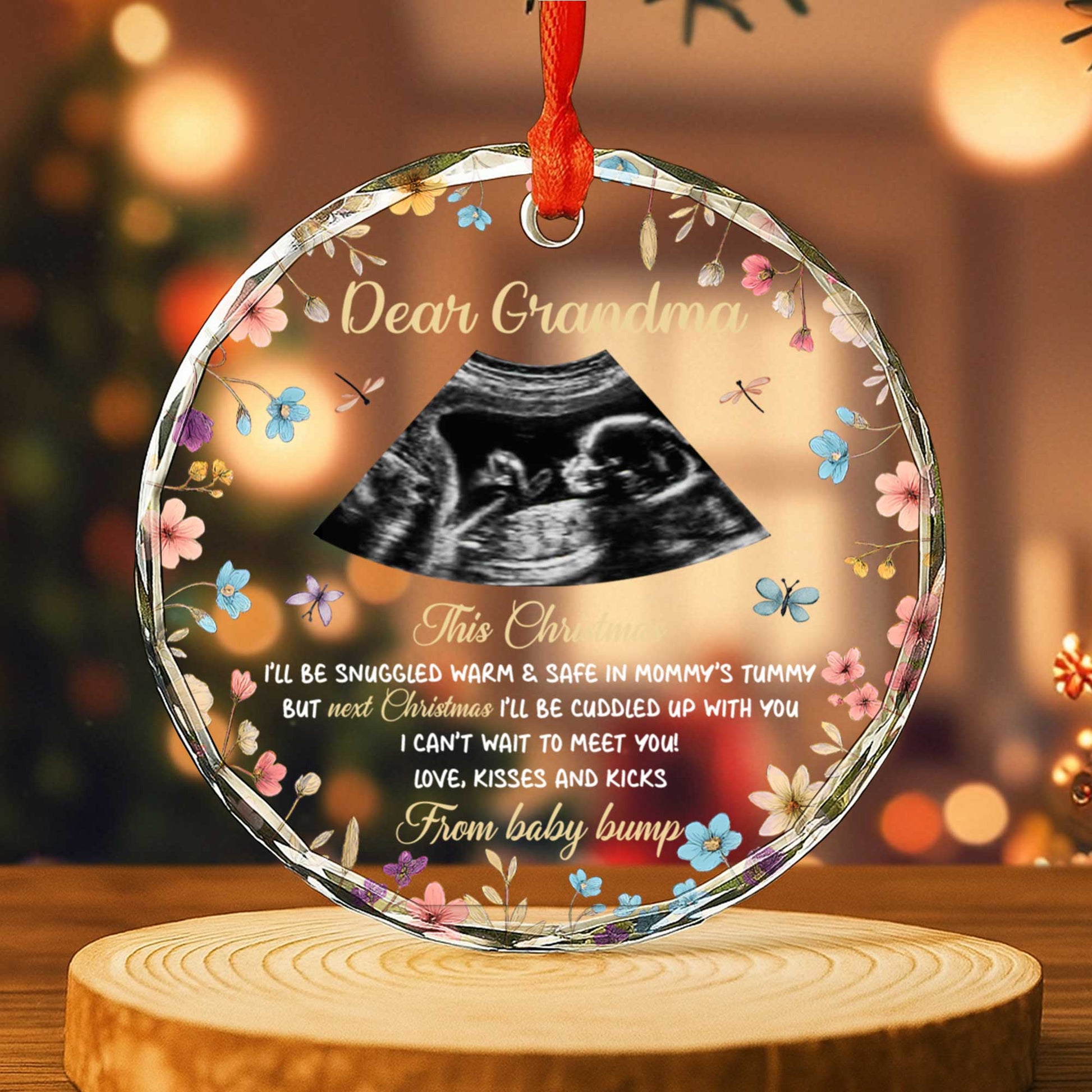 This Christmas Snuggled Warm & Safe, Ultrasound Image & Flowers
