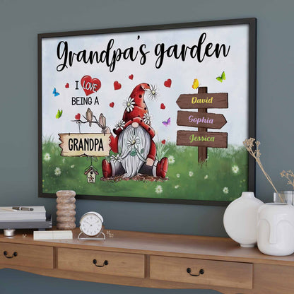 I Love Being A Grandpa With Garden Gnome And Flowers - Personalized Custom Horizontal Poster - GRM083_HPOS