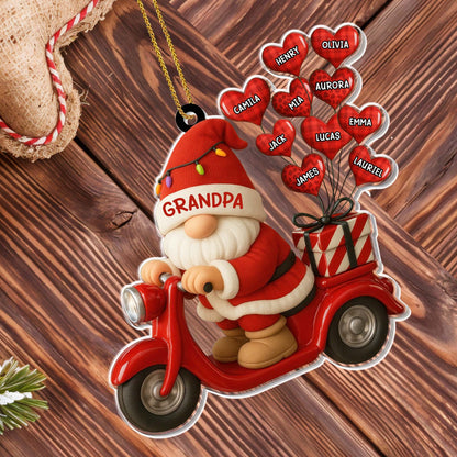 Adorno navideño de Papá Noel en scooter - Adorno acrílico personalizado, regalo de Navidad - GRM086_ACO