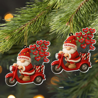 Adorno navideño de Papá Noel en scooter - Adorno acrílico personalizado, regalo de Navidad - GRM086_ACO