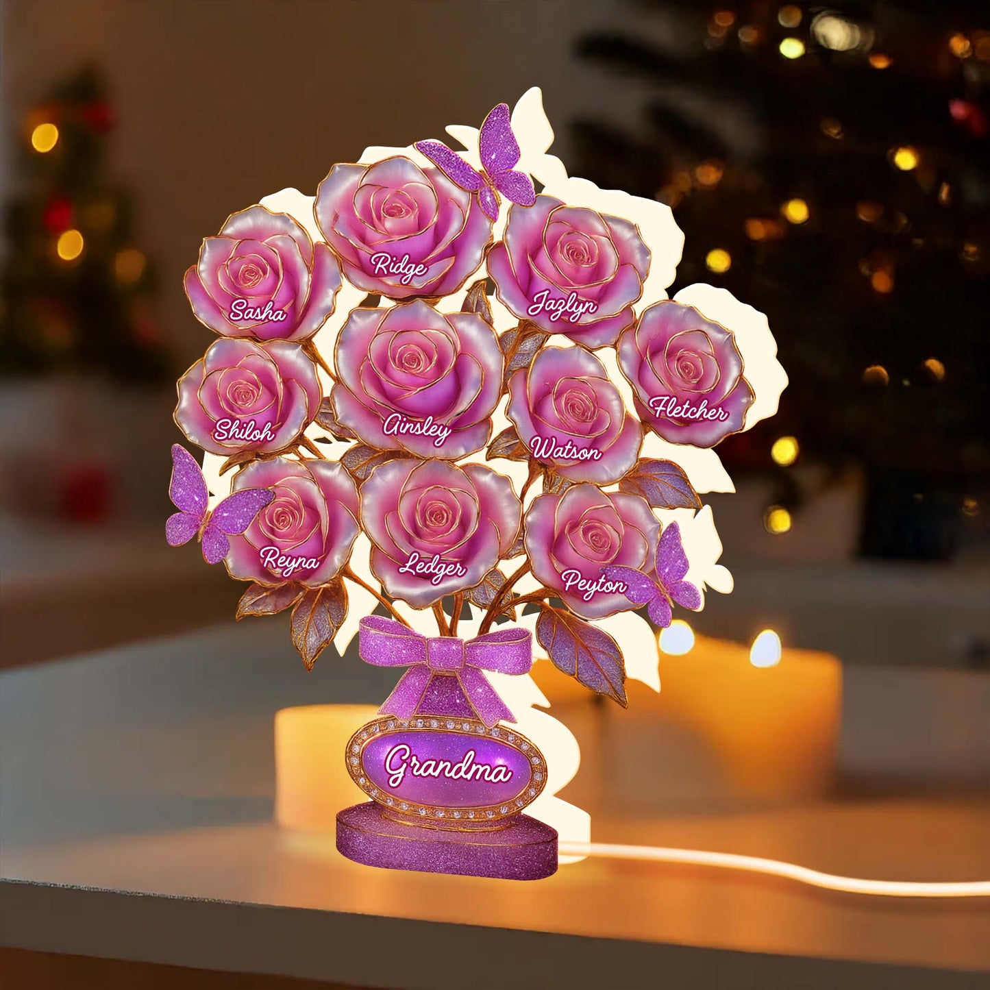 To Grandma With Roses And Butterflies