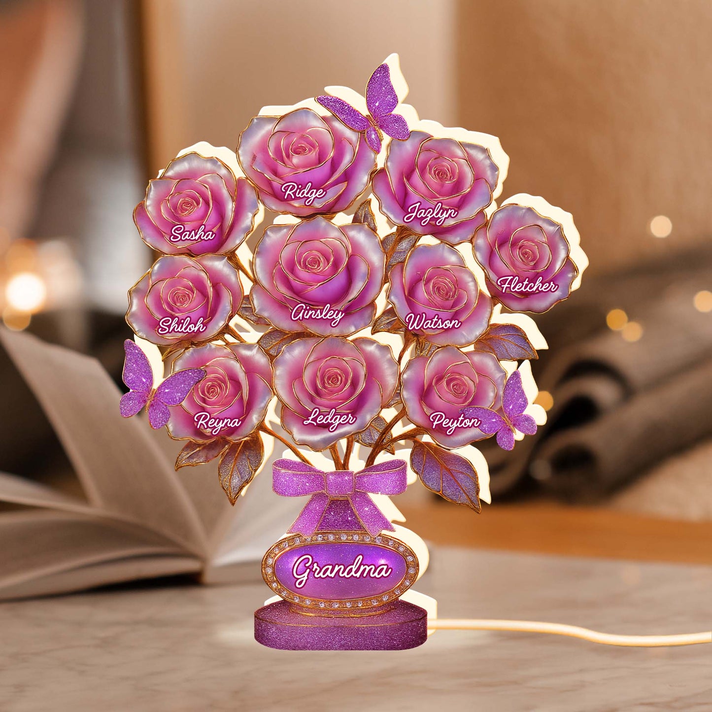 To Grandma With Roses And Butterflies