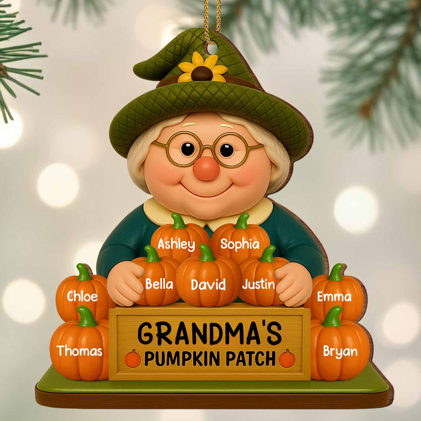 Grandma's Pumpkin Patch Adorable Custom Ornament
