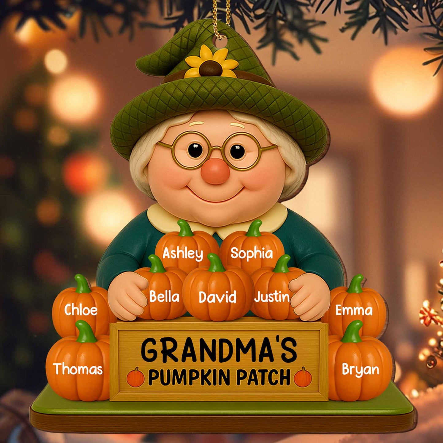 Grandma's Pumpkin Patch Adorable Custom Ornament