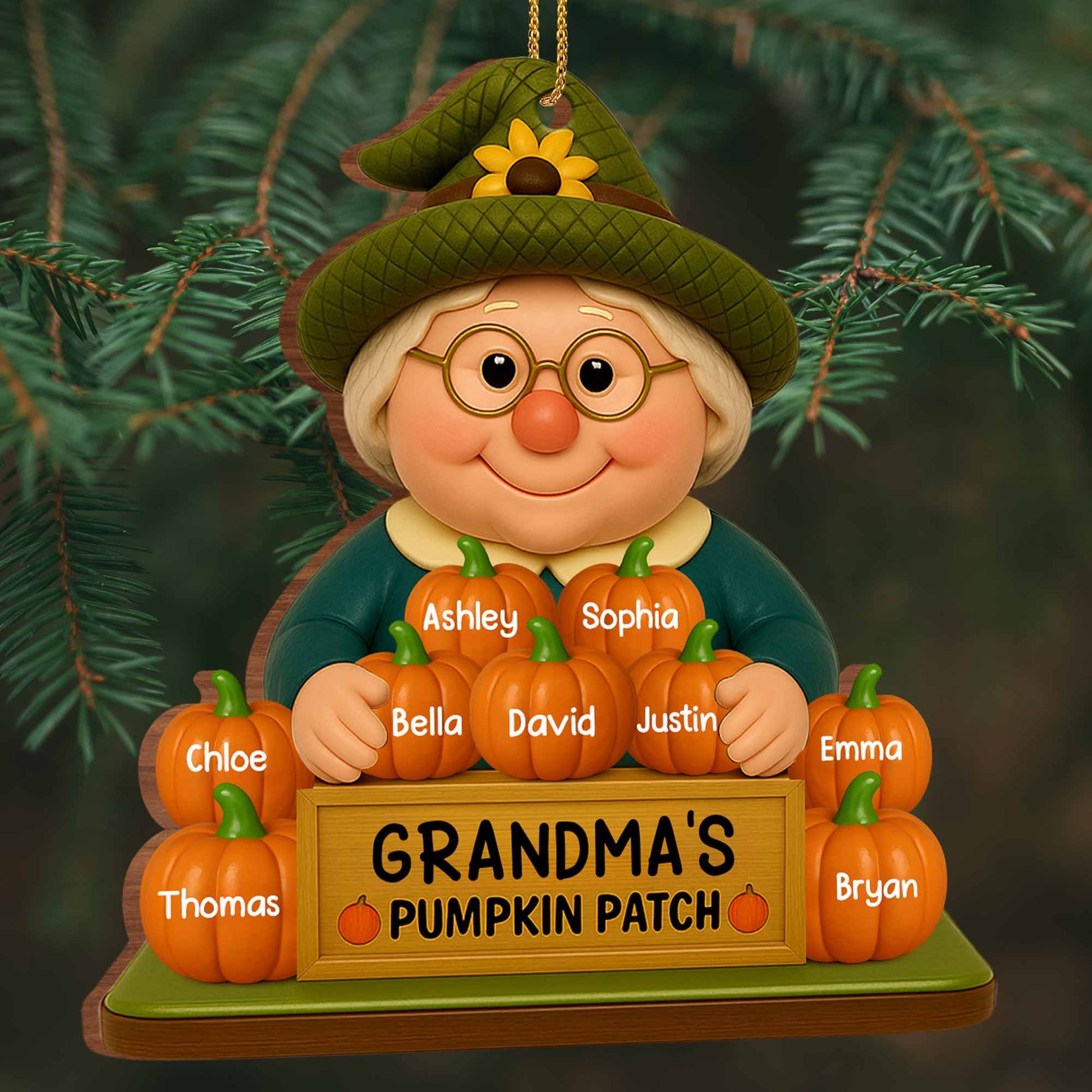 Grandma's Pumpkin Patch Adorable Custom Ornament