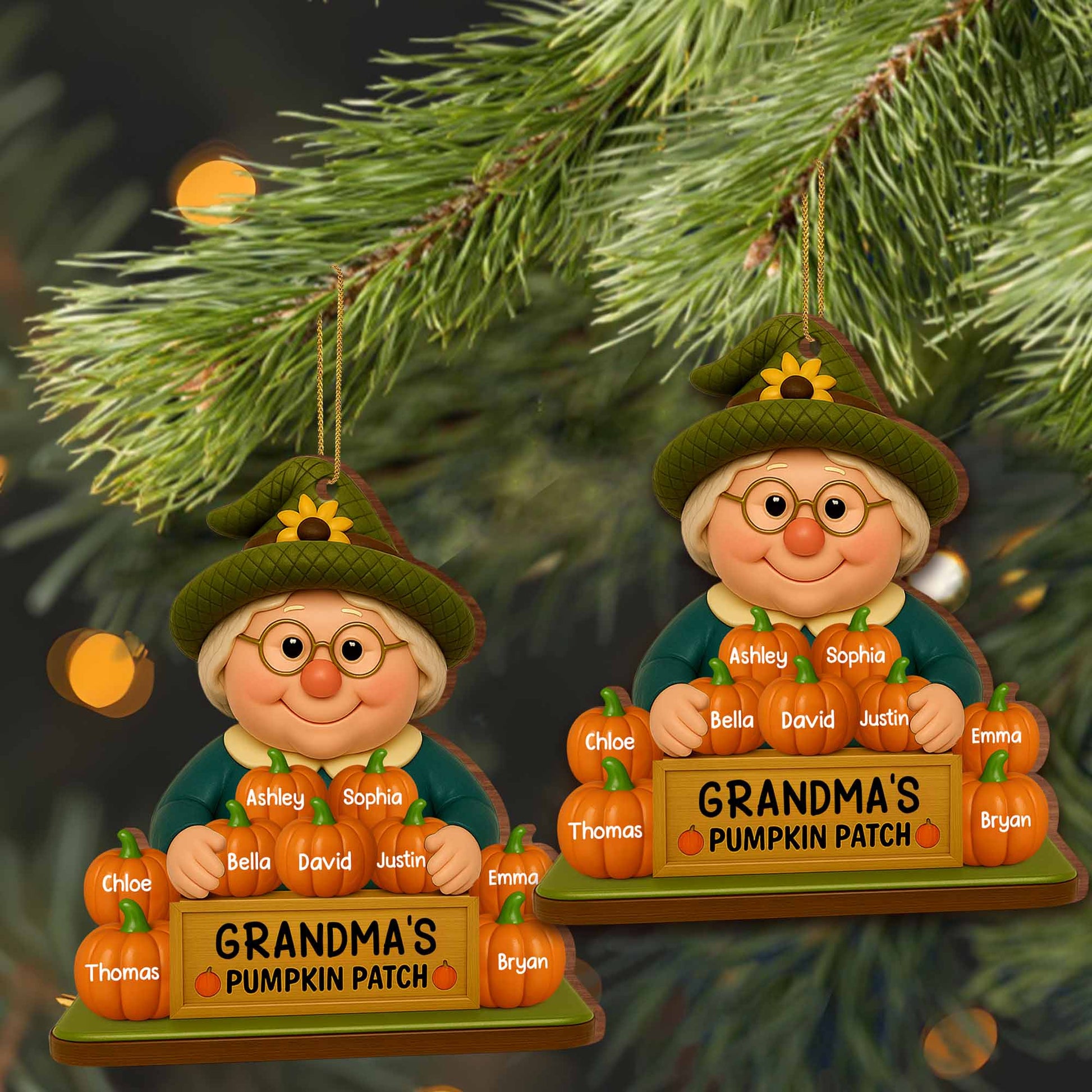 Grandma's Pumpkin Patch Adorable Custom Ornament
