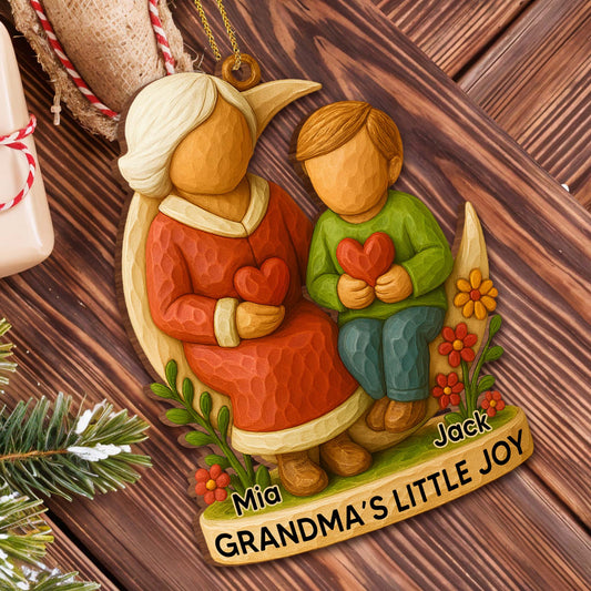 Grandma's Little Joy With Child And Hearts