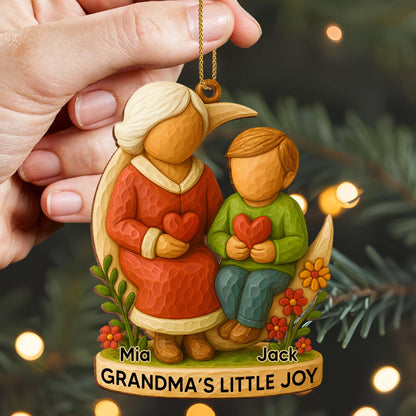Grandma's Little Joy With Child And Hearts