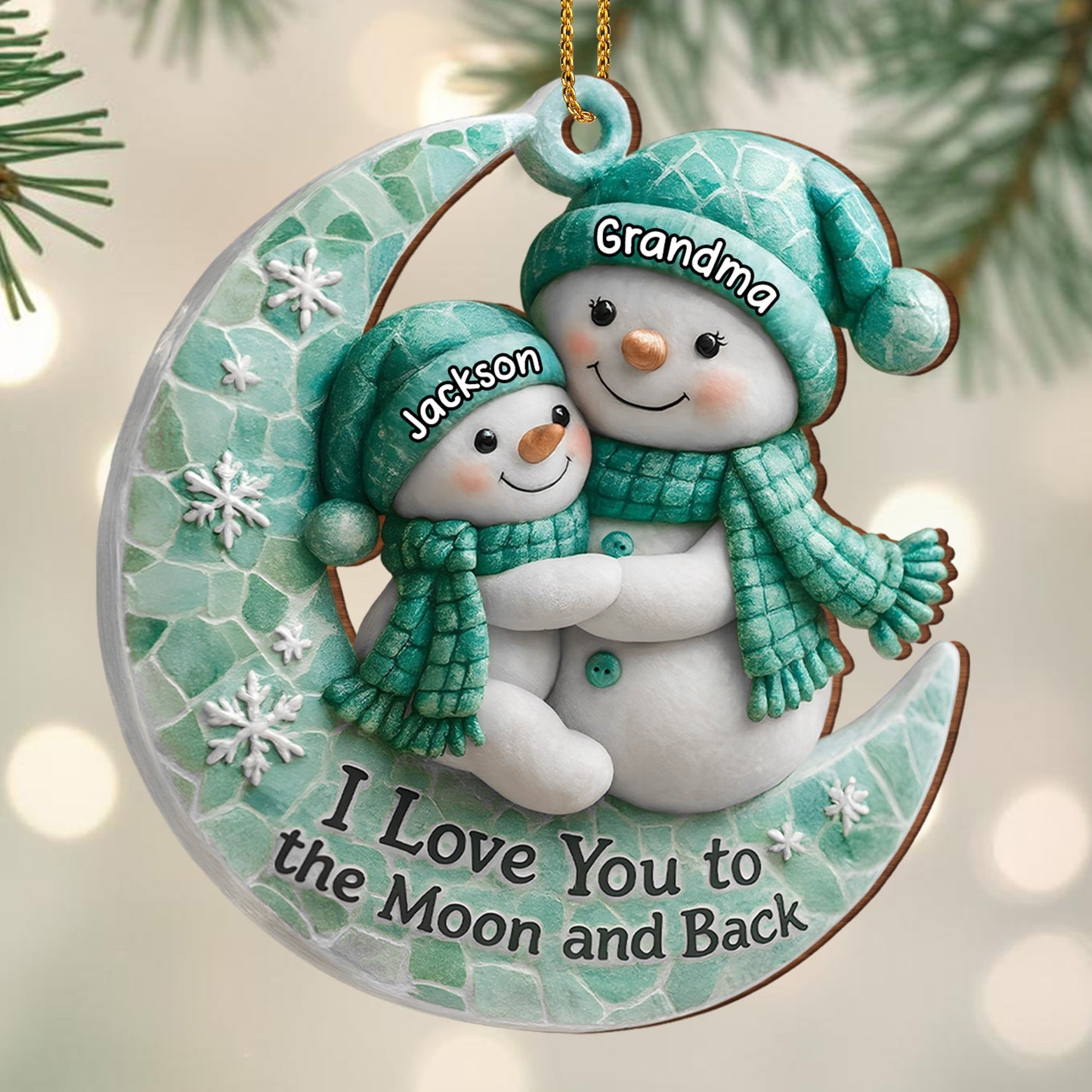 I Love You To The Moon and Back Snowman Ornament