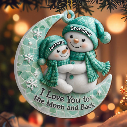 I Love You To The Moon and Back Snowman Ornament