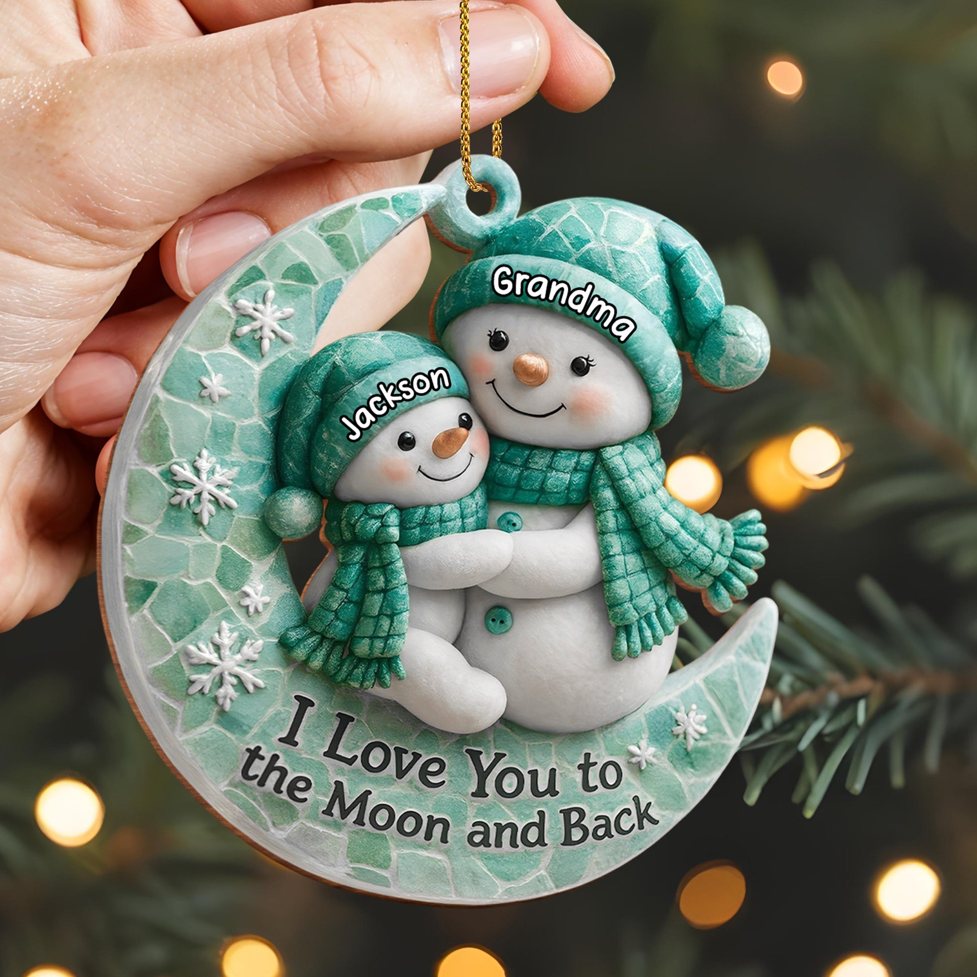 I Love You To The Moon and Back Snowman Ornament