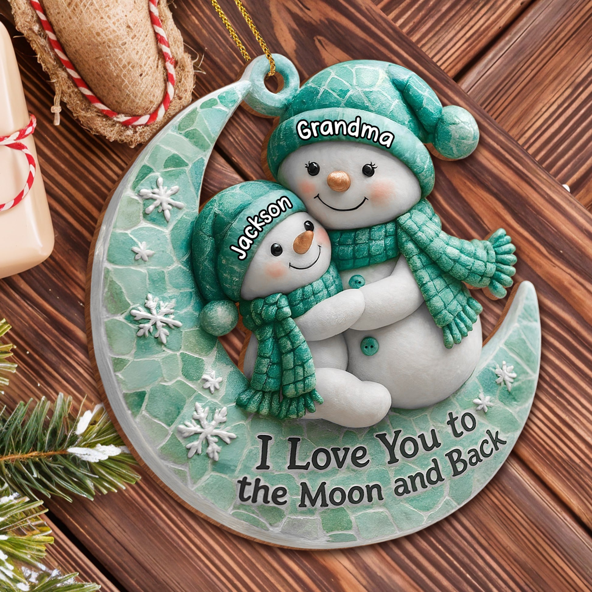 I Love You To The Moon and Back Snowman Ornament