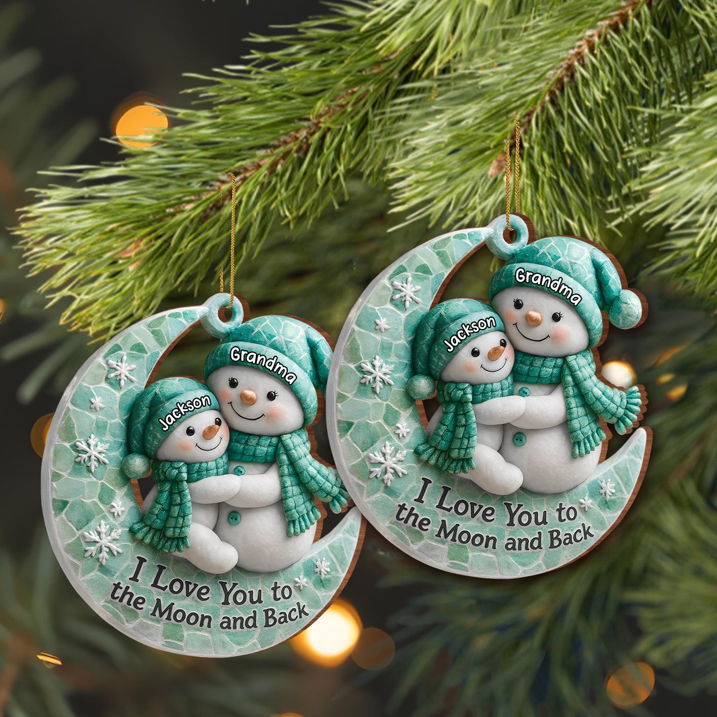 I Love You To The Moon and Back Snowman Ornament